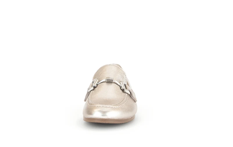 Mocassins dorés en cuir grainé