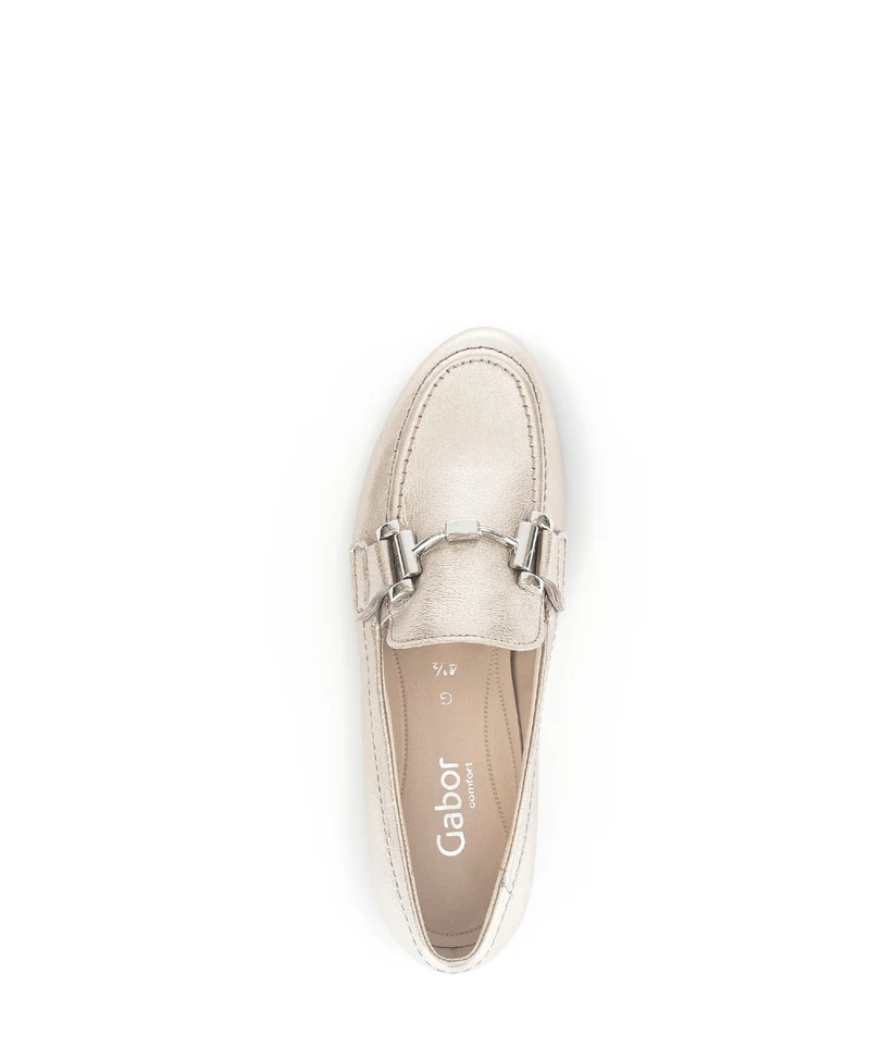 Mocassins dorés en cuir grainé