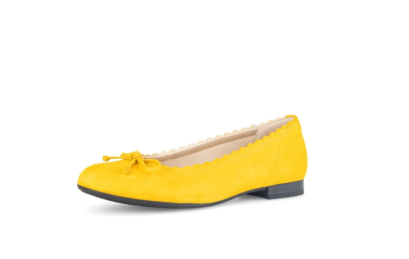 Ballerines jaunes en cuir velours