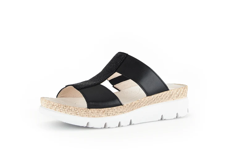 Mules noirs en cuir combinés