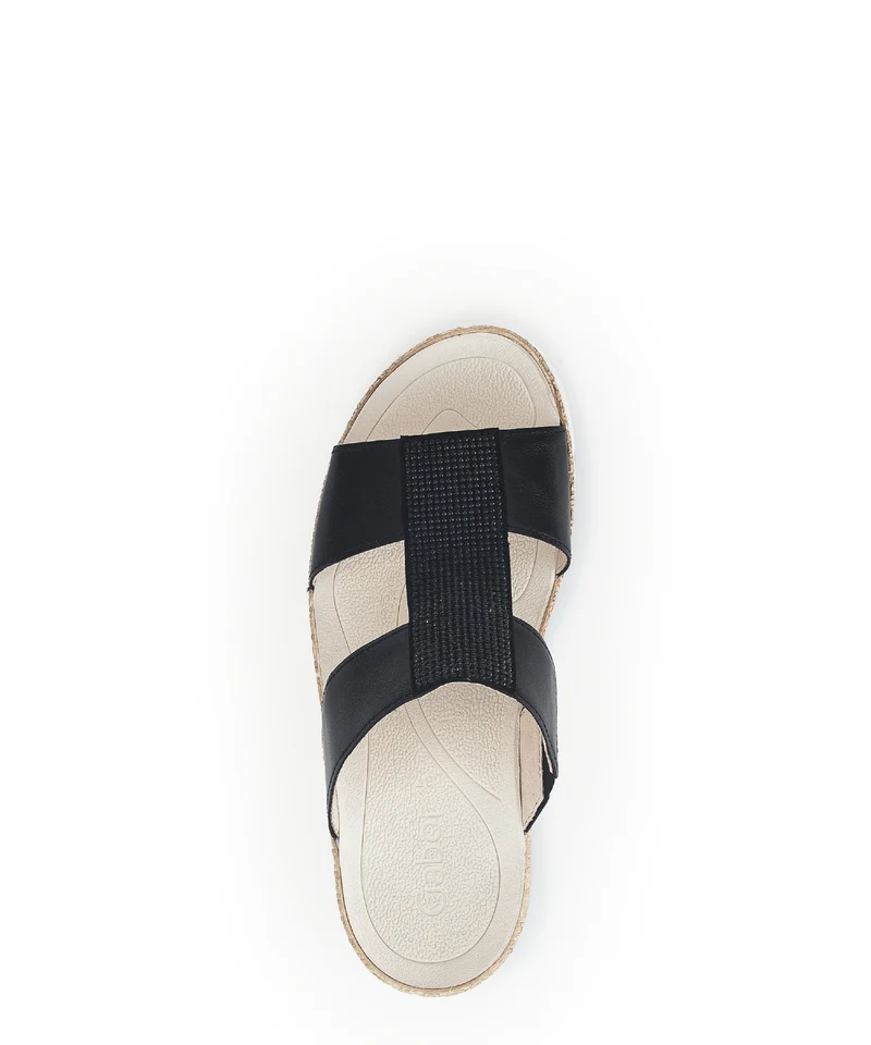 Mules noirs en cuir combinés