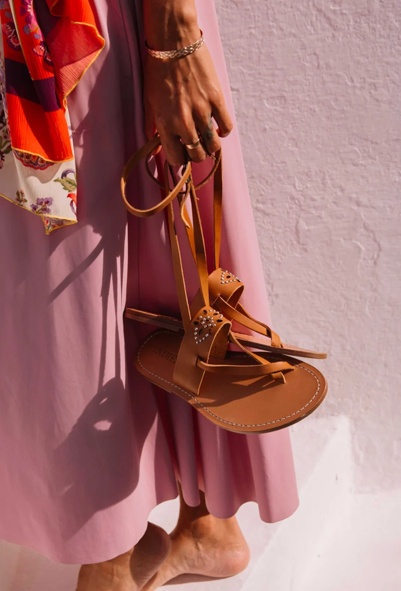 Sandales Vauban en cuir camel