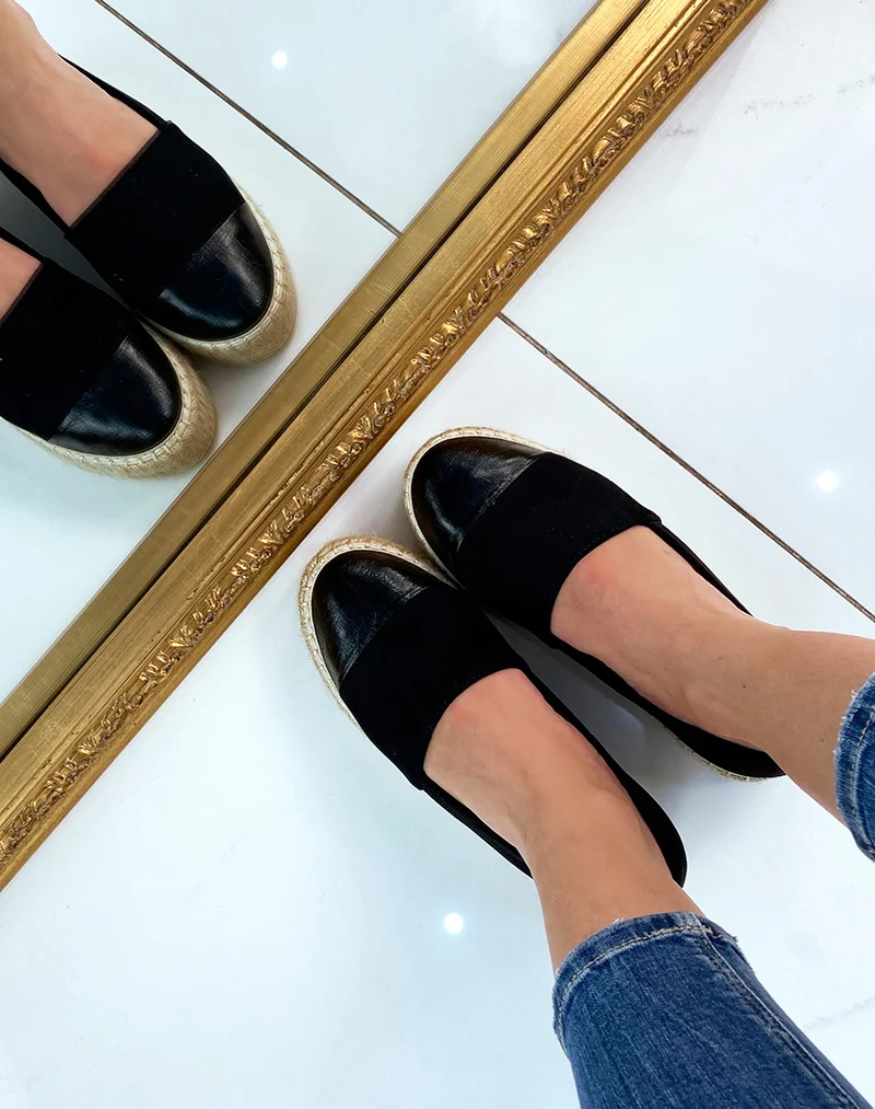 Espadrilles noires à empiècement métallisé