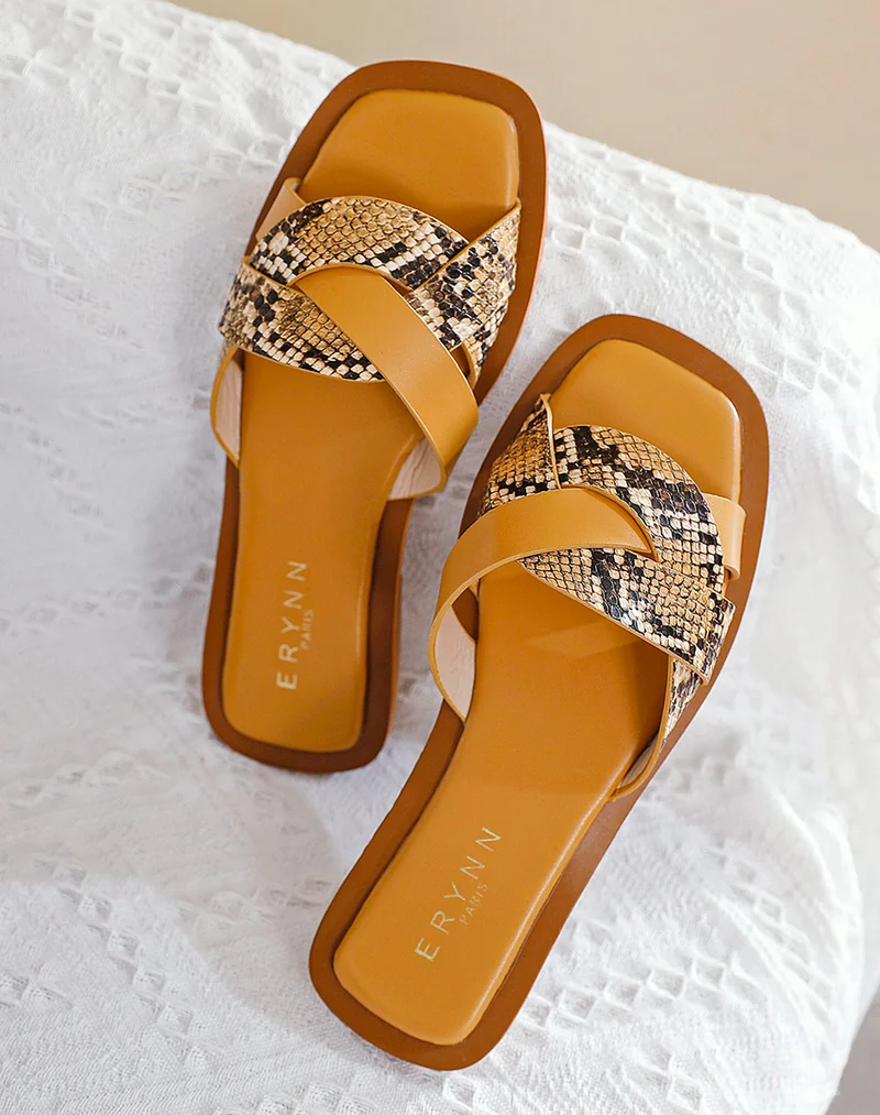 Mules camel à brides entrecroisées