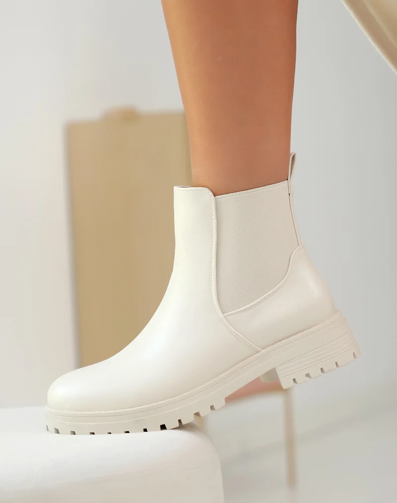 Bottines beiges style chelsea pour femme