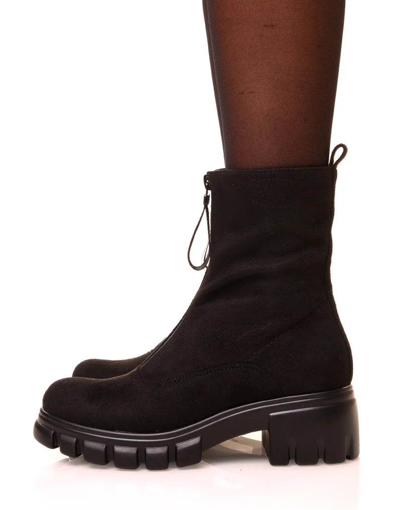 Bottines noires montantes en suédine