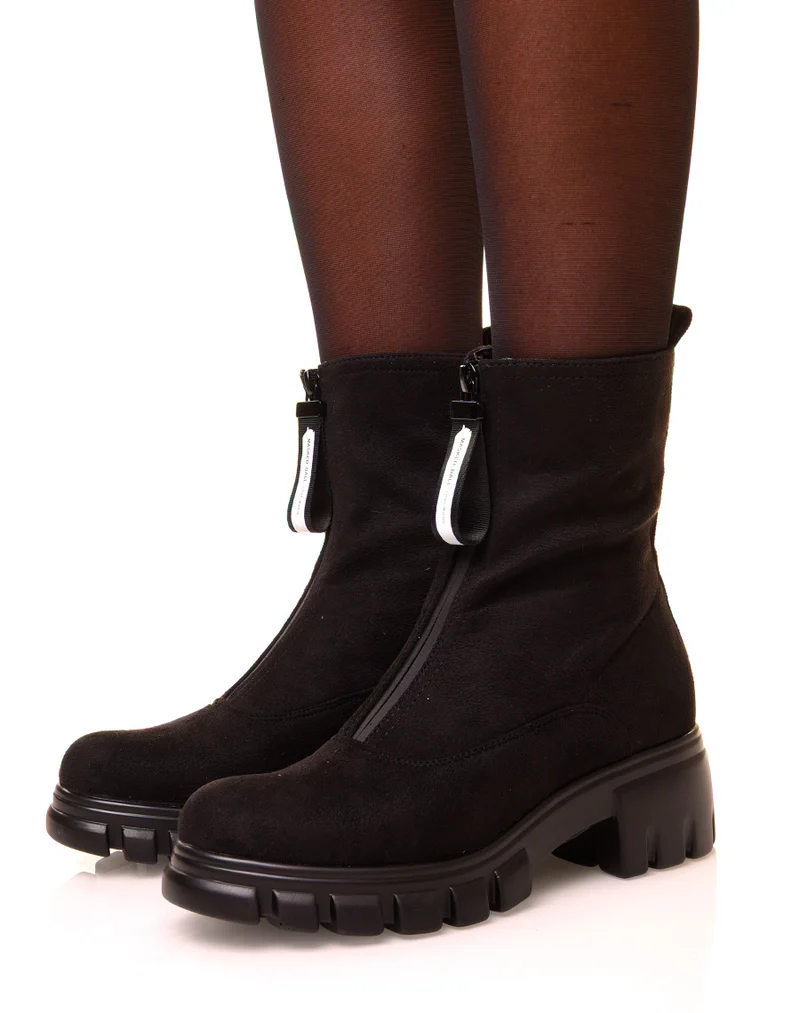 Bottines noires montantes en suédine