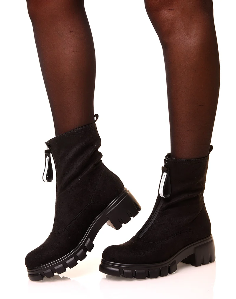 Bottines noires montantes en suédine