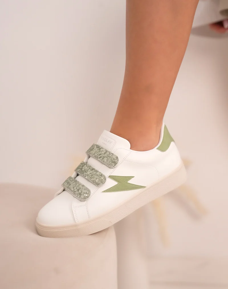 Basket FINDLAY femme blanche et vert pastel