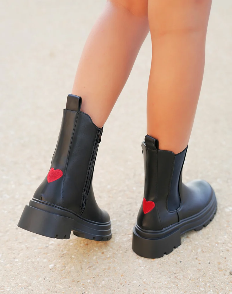 Bottines Chelsea Noires à Semelle Épaisse pour Femme