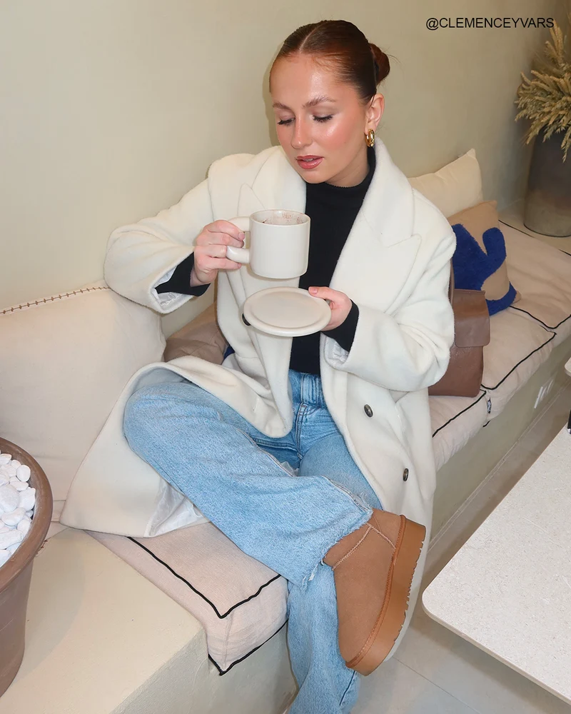 Bottines femme camel en cuir basses à plateforme épaisse fourrées et tendance