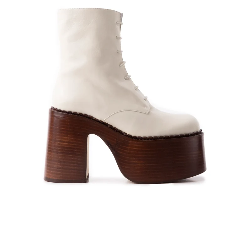 Tripp Off White Leather/Brown Sole