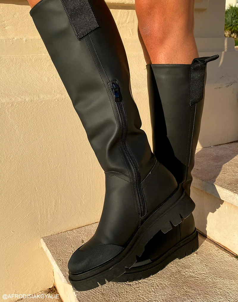 Bottes hautes noires mattes