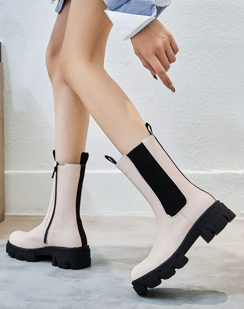Bottines hautes beiges
