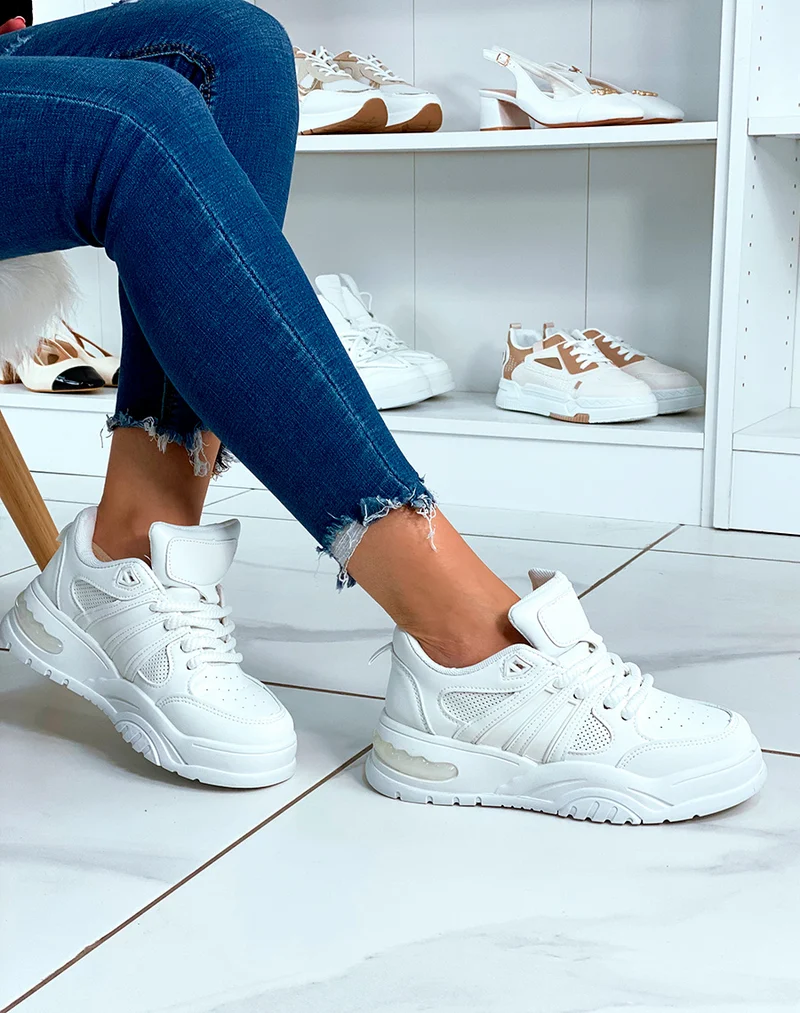 Baskets à empiècement blanches pour femmes