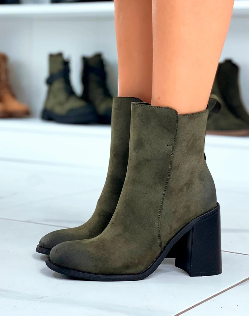 Bottines Vertes Tendance : Talon 9cm & Style Hivernal