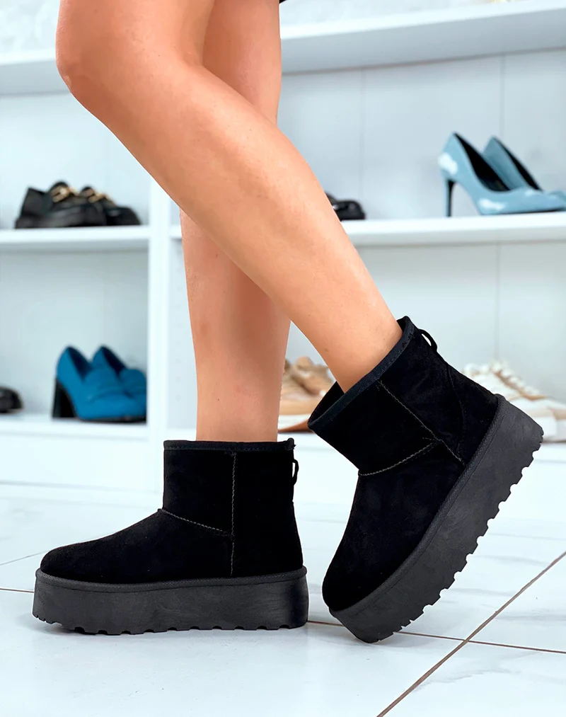 Bottines femme noires mi-hautes cocooning