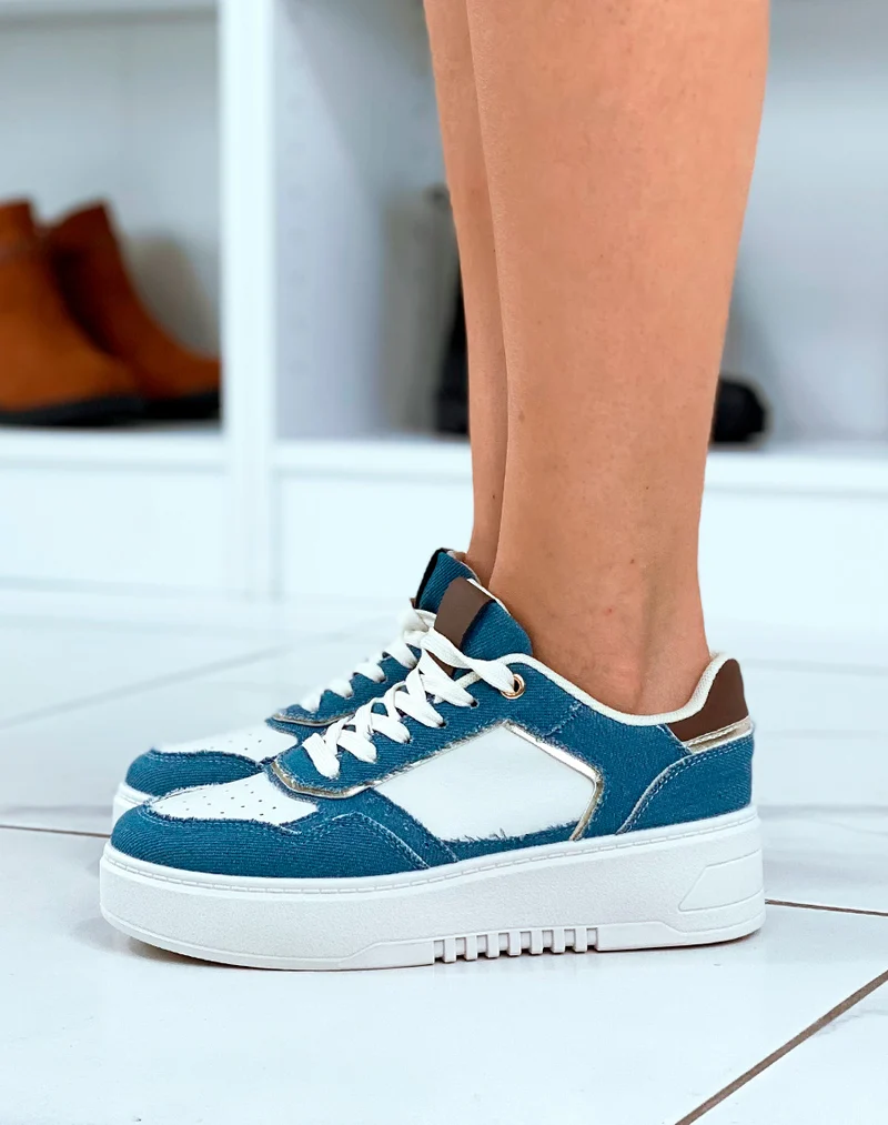 Baskets tendance en jean à plateforme pour femme