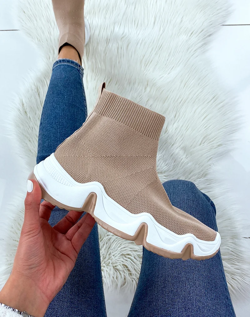Baskets chaussette beige