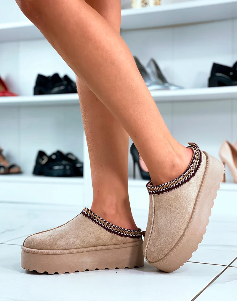 Mule beige en suédine