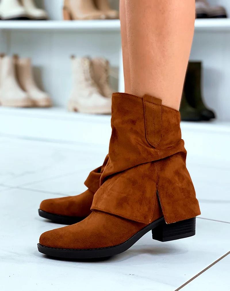 Bottines Santiags Camel : Une Touche Bohème en Suédine