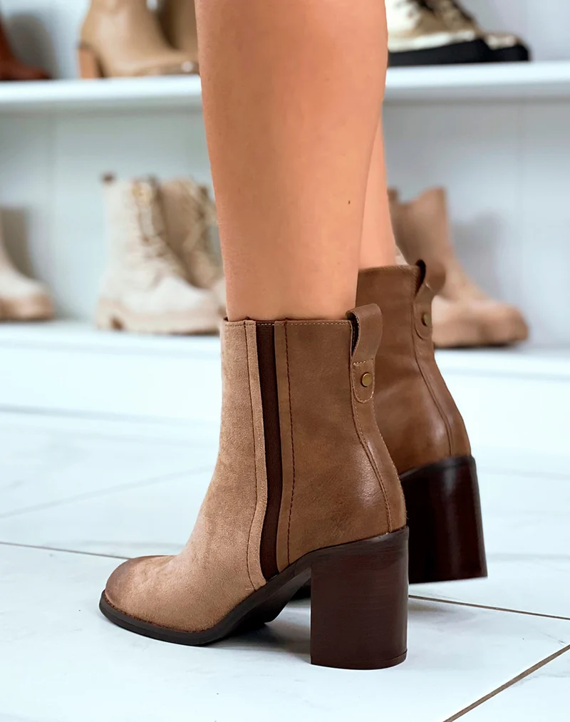 Bottines Taupe en Suédine pour Femme - Élégance Accessible et Confortable
