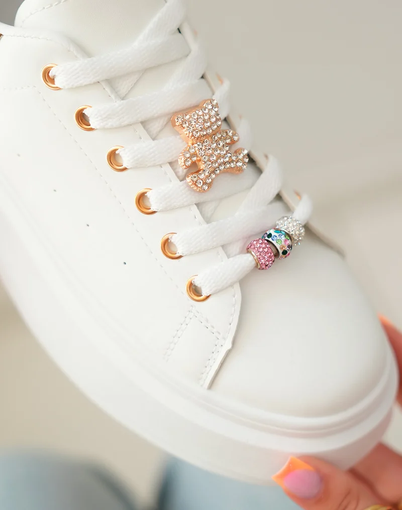 Baskets Blanches Femme à Bijoux Strass
