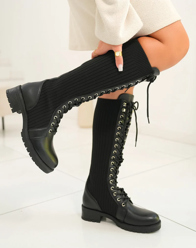 Bottes noires effet chaussette