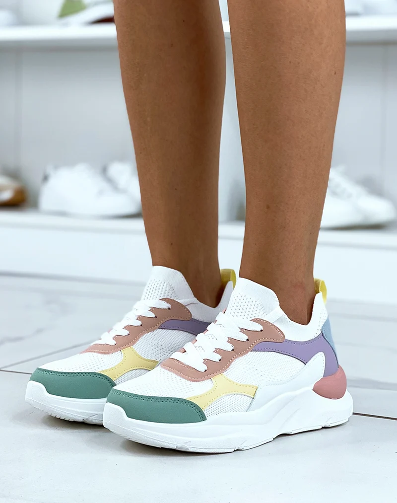 Baskets multicolores en tissus à grosse plateforme