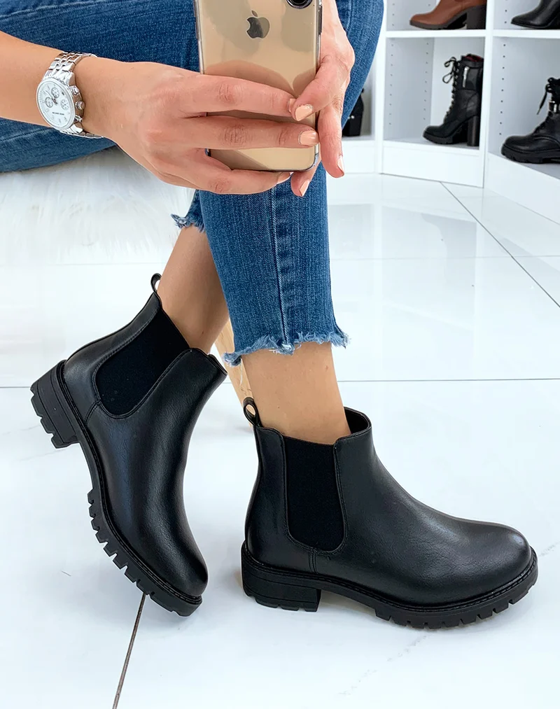 Chelsea Boots noirs plates