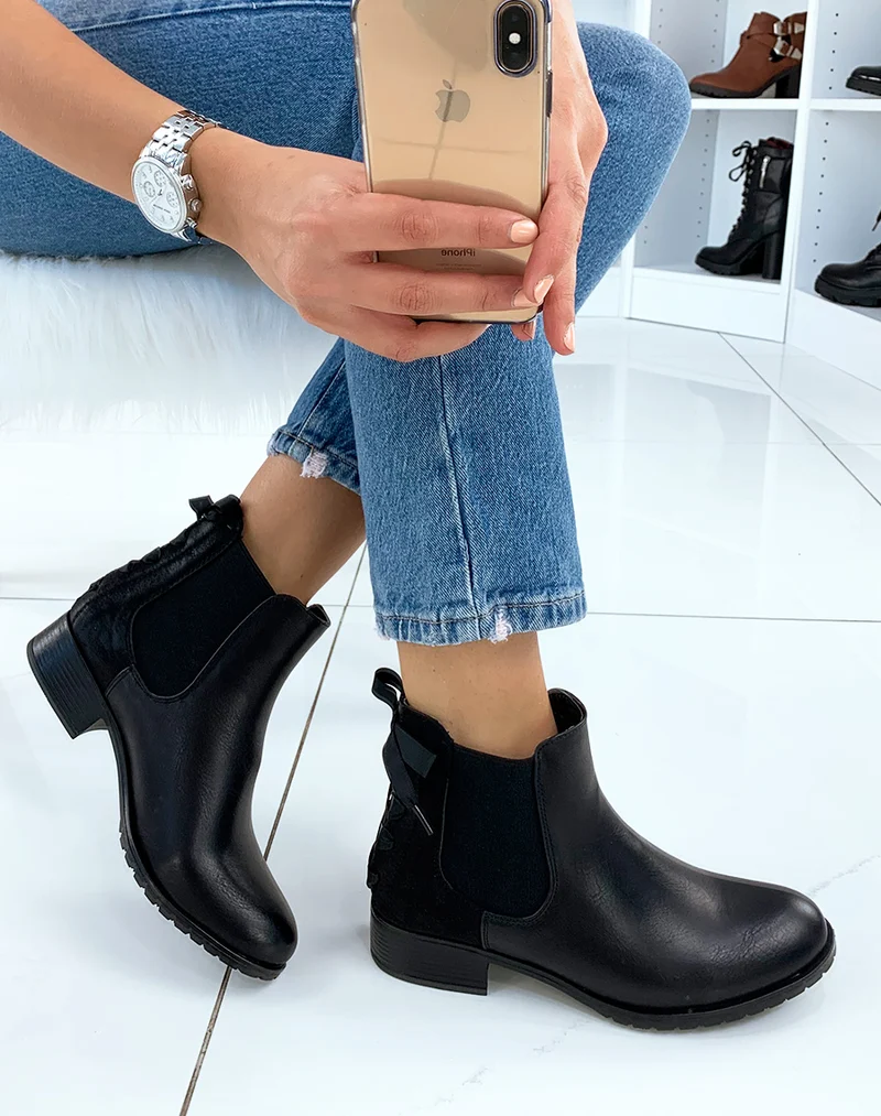 Chelsea boots noires à noeuds