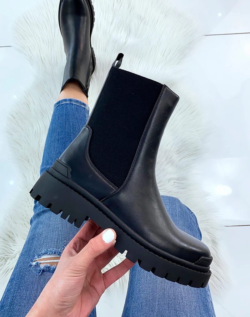 Bottines noires avec élastique épais