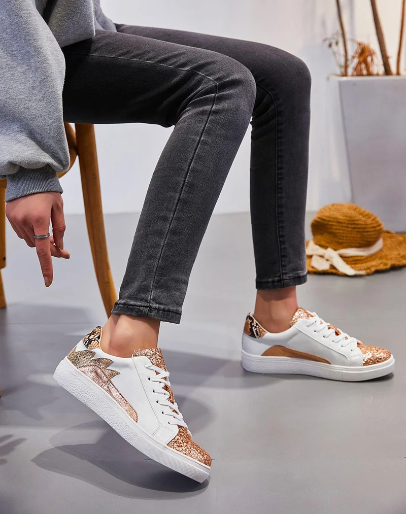 Basket rose gold à empiècements