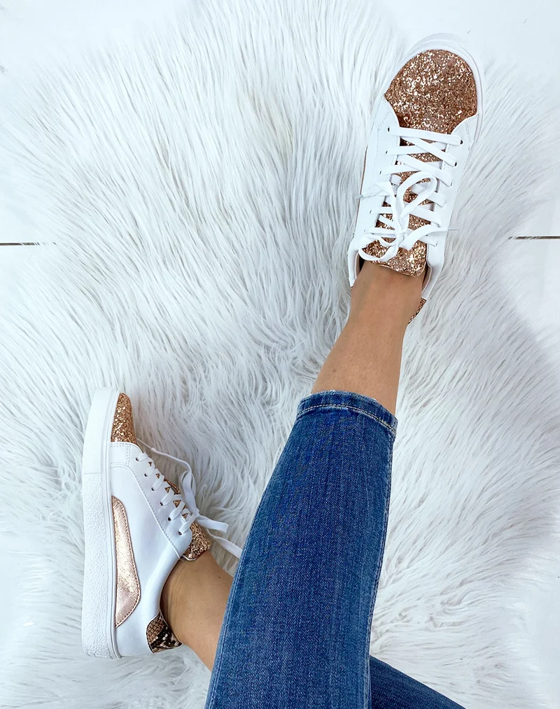 Basket rose gold à empiècements