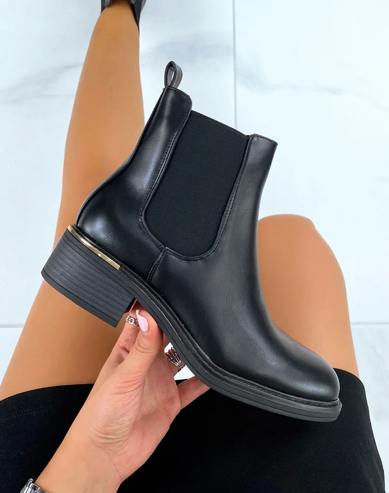 Chelsea boots noires en similicuir