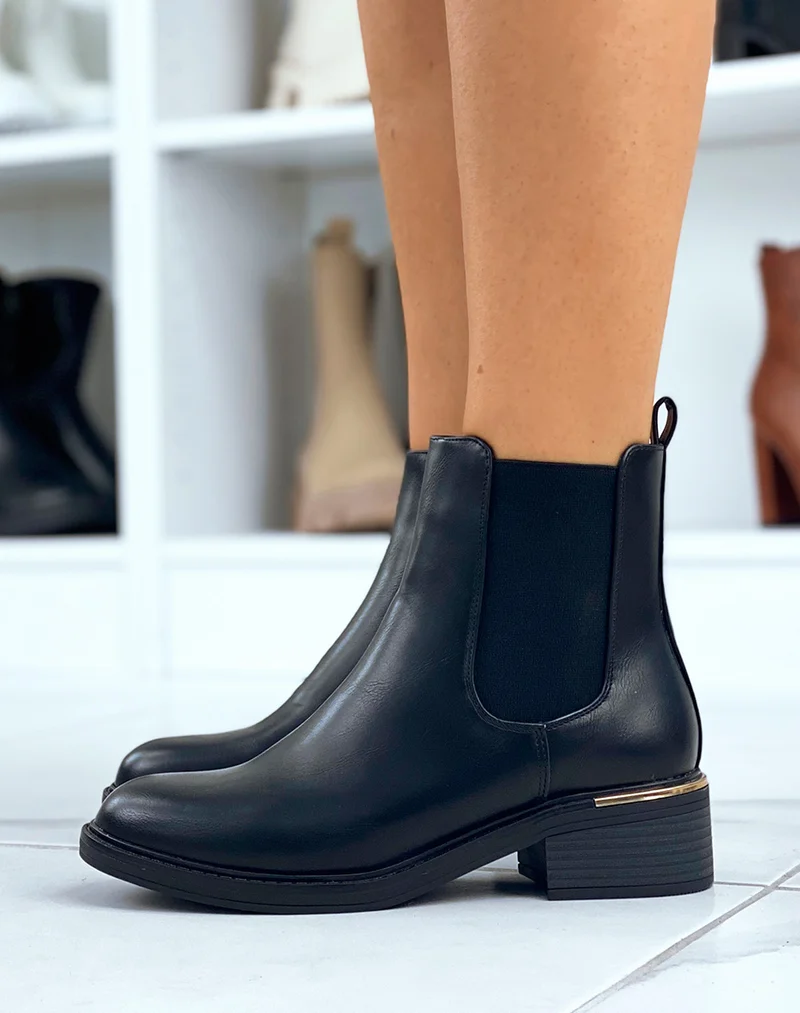 Chelsea boots noires en similicuir
