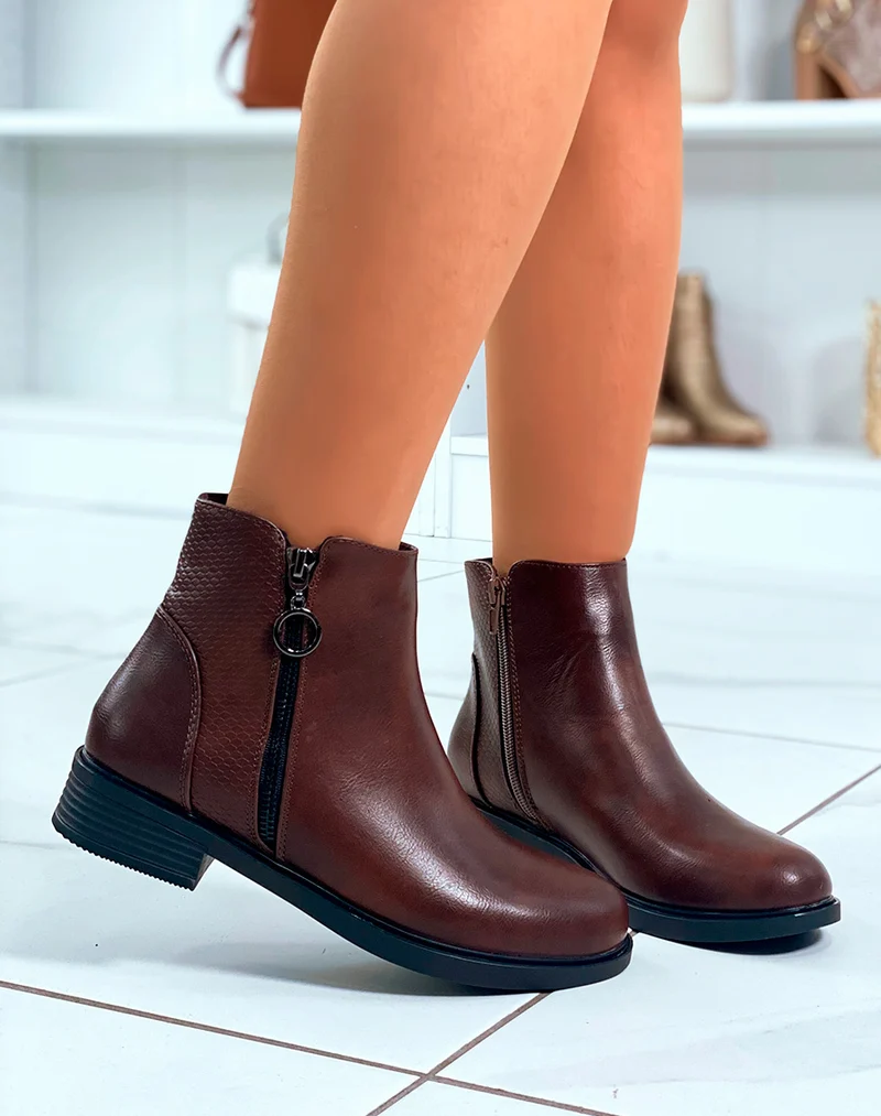 Séduction Chocolat : Bottines Bi-Matière pour femme