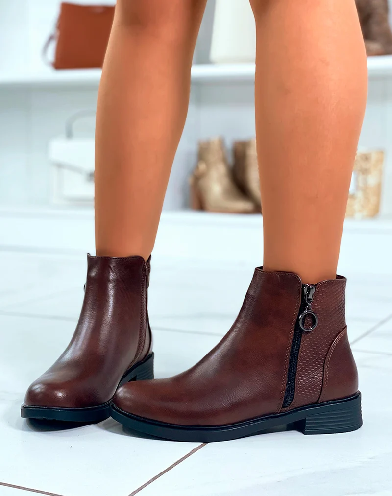 Séduction Chocolat : Bottines Bi-Matière pour femme