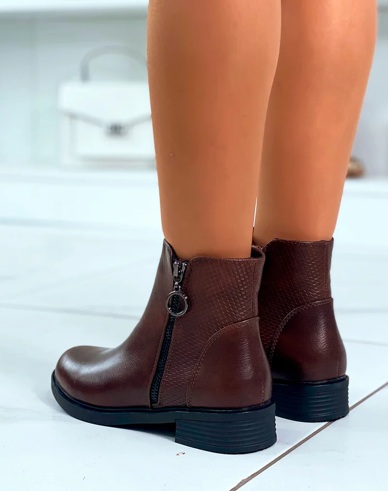 Séduction Chocolat : Bottines Bi-Matière pour femme