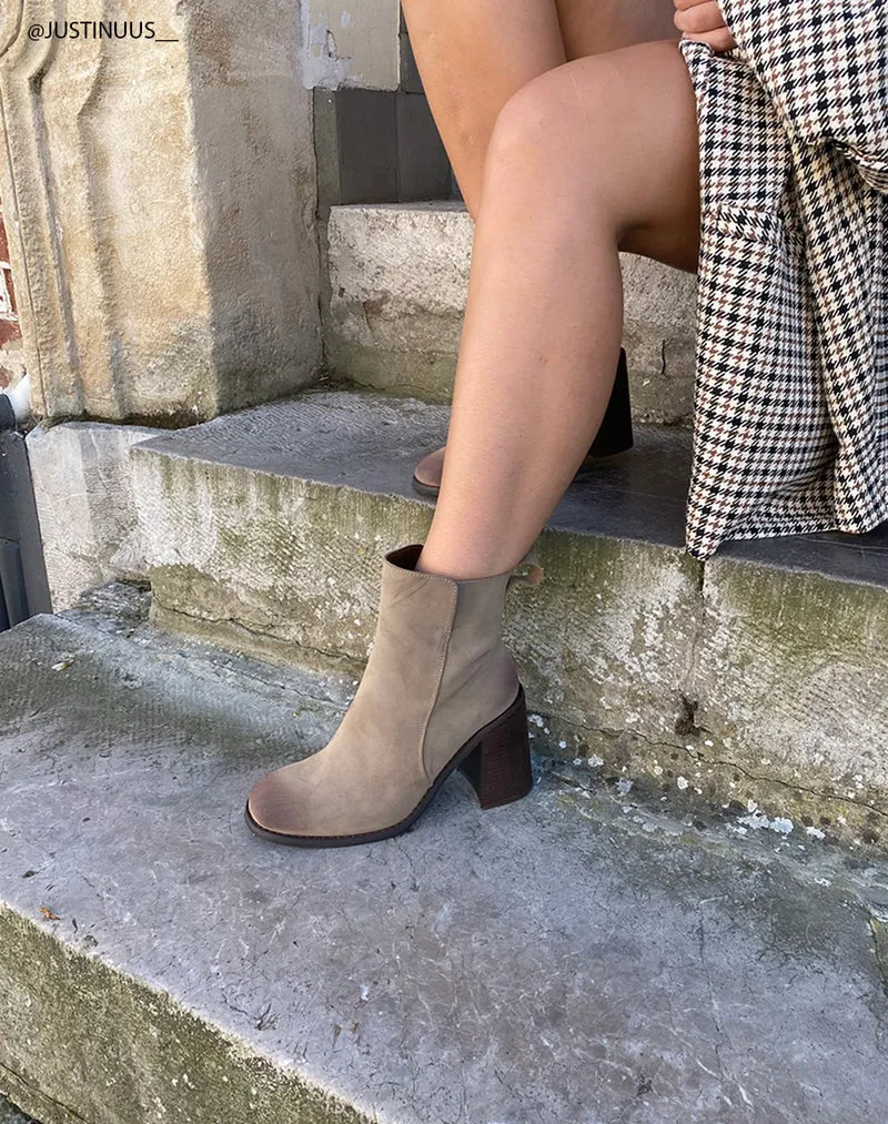 Bottines Taupe Claires : Talon 9cm & Confort d'Hiver