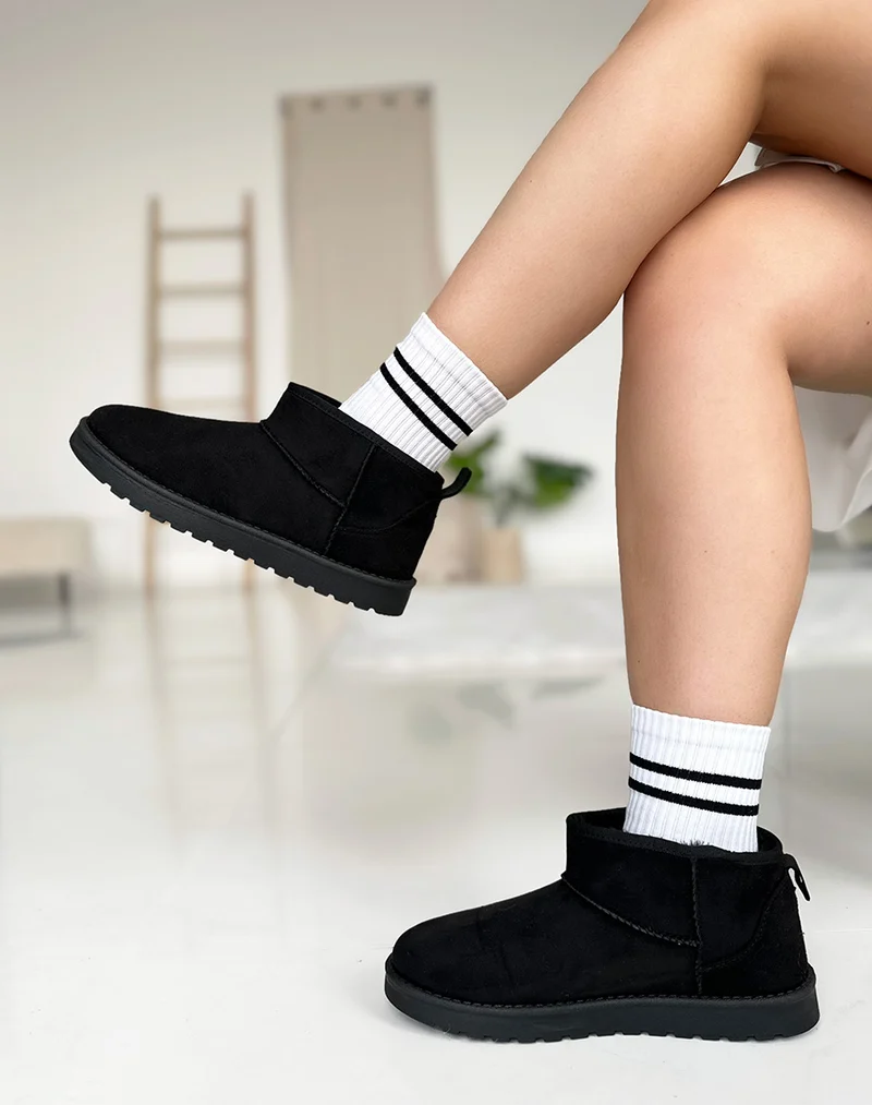 Bottines noires fourrées en suédine