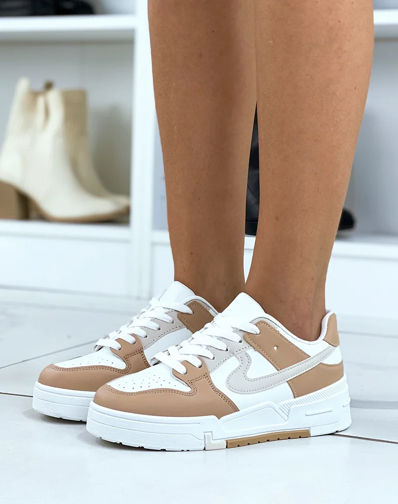 Baskets blanches et beiges