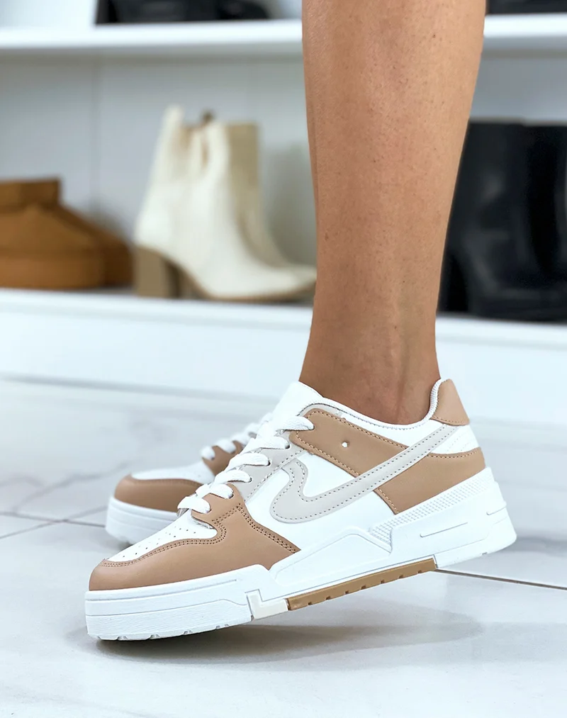 Baskets blanches et beiges