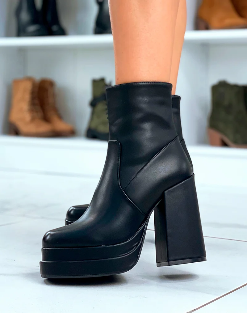 BOTTINES FEMME CHIC NOIRES ? TALON ?PAIS