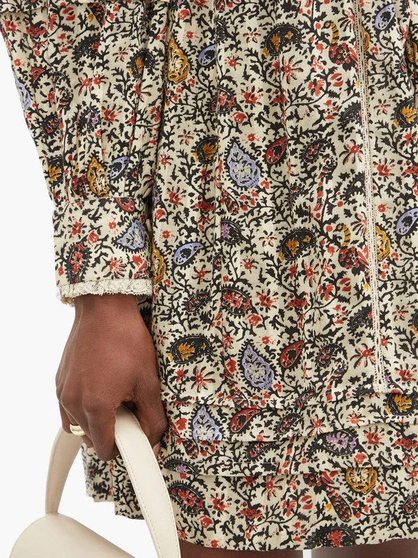 Rebel lace-trimmed paisley-print cotton mini dress