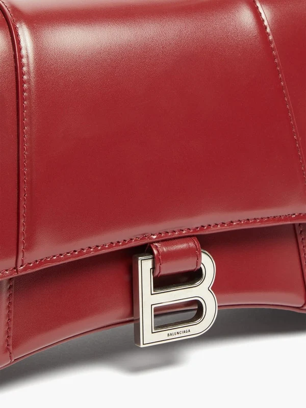 Hourglass leather top-handle bag