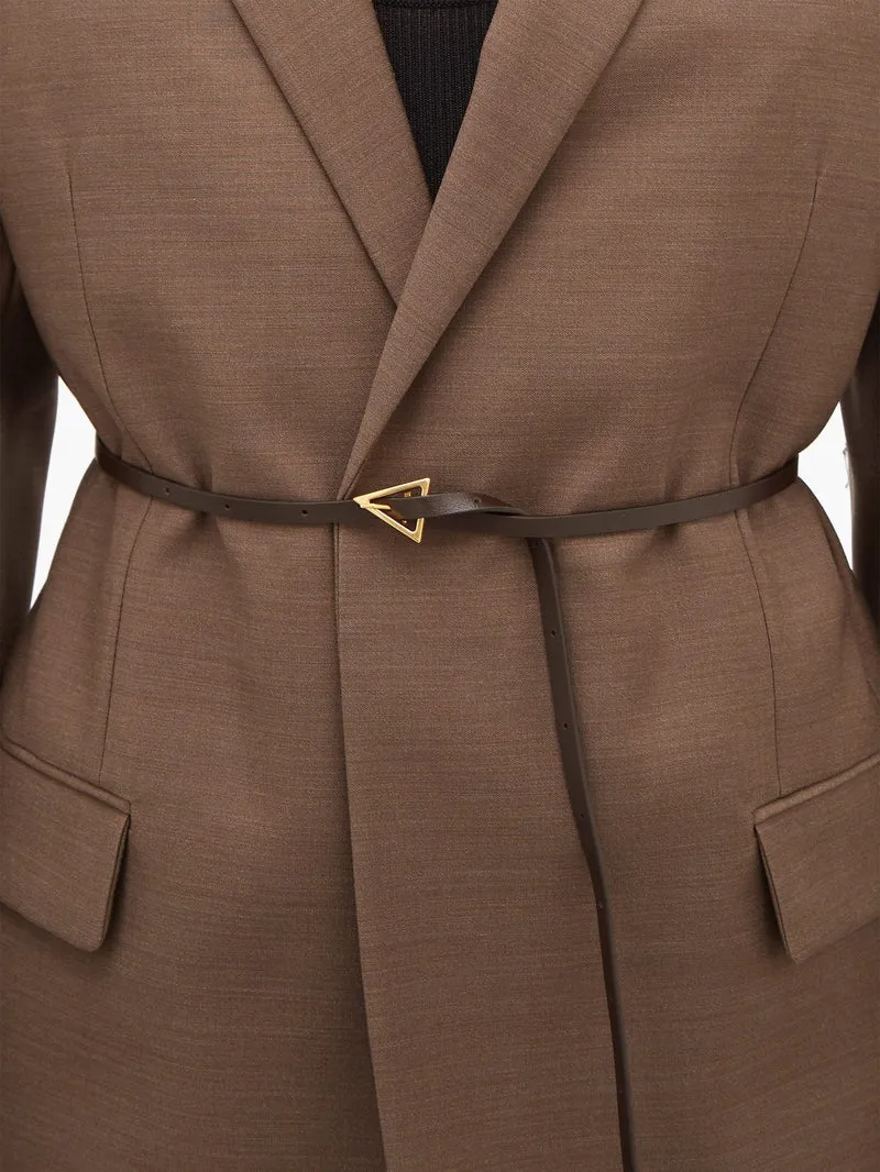 Belted single-breasted wool jacket
