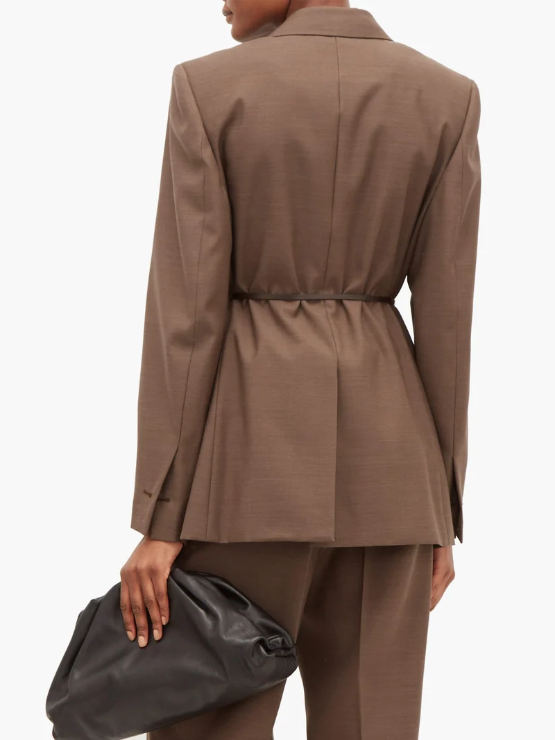 Belted single-breasted wool jacket