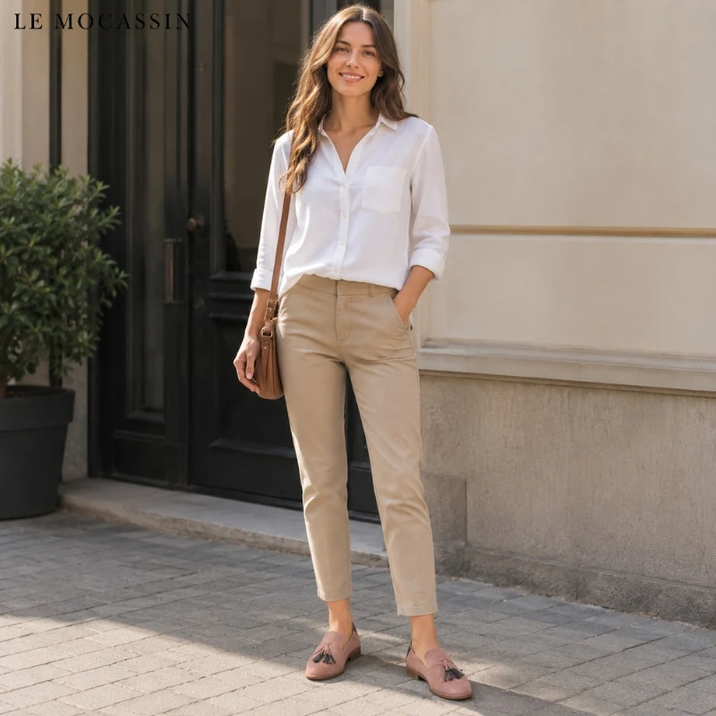 Mocassins Rose Et Bleu À Glands Pour Femme
