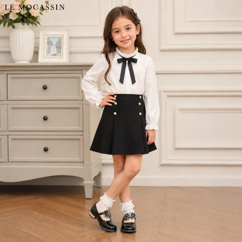 Mocassins Solides En Cuir Pour Fille
